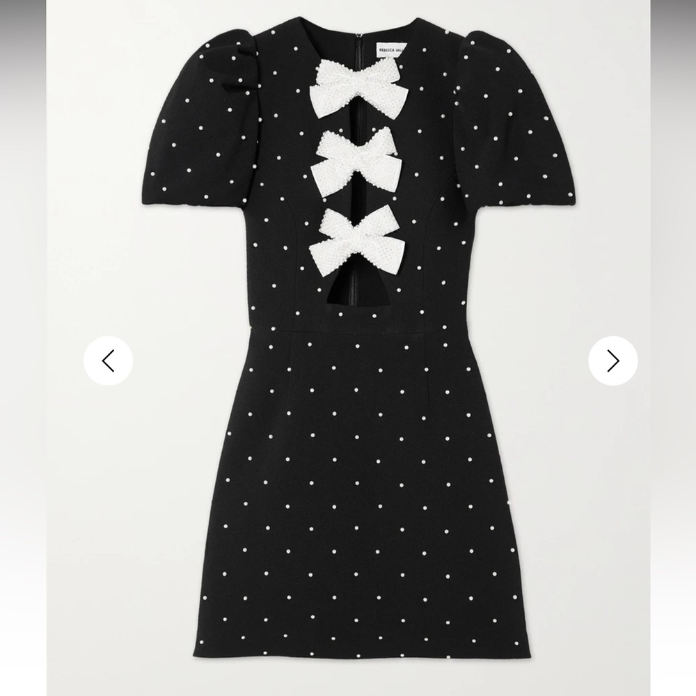 Rebecca Vallance Veronica cut out pearl mini dress. Black. UK 6. US 2. New.